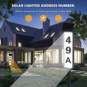 img 1 attached to 🏡 Solar Powered LED Address Sign for Outdoors - Waterproof House Numbers Plaque for Modern Yard, Street, and Garden with Stake - 35 Inches Height - Warm White/Cool White Lighting