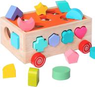 wooden shape sorter toys for toddlers 1-3 years old - montessori learning set for early development - fine motor skills, hand-eye coordination - perfect gift for preschool boys & girls logo