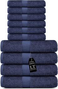 img 3 attached to Luxury 100% Cotton Denim Towel Set: Lavish Touch Melrose Collection | 600 GSM | 10 Pc Set - 4 Bath, 6 Hand Towels