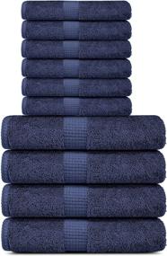 img 4 attached to Luxury 100% Cotton Denim Towel Set: Lavish Touch Melrose Collection | 600 GSM | 10 Pc Set - 4 Bath, 6 Hand Towels