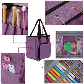img 1 attached to 🧶 gotor Knitting Bag: Yarn Storage Tote for Conveniently Carrying Cotton Yarns, Knitting Needles, Crochet Hooks, and Accessories in Purple