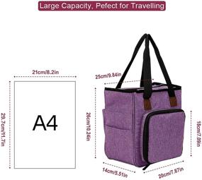 img 3 attached to 🧶 gotor Knitting Bag: Yarn Storage Tote for Conveniently Carrying Cotton Yarns, Knitting Needles, Crochet Hooks, and Accessories in Purple
