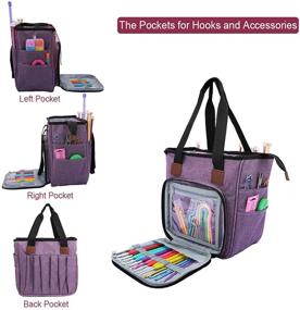 img 2 attached to 🧶 gotor Knitting Bag: Yarn Storage Tote for Conveniently Carrying Cotton Yarns, Knitting Needles, Crochet Hooks, and Accessories in Purple