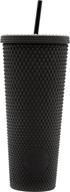 astor matte black studded cup with tumbler lid and straw - venti 24 oz cold cups логотип