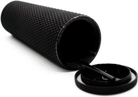 img 2 attached to Astor Matte Black Studded Cup with Tumbler Lid and Straw - Venti 24 oz Cold Cups