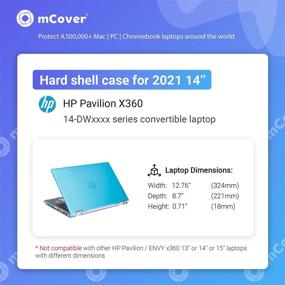 img 3 attached to 💠 mCover Hard Shell Case for 2021 14-Inch HP Pavilion x360 14-DWxxxx Series Convertible Laptop (Not Compatible with Other HP Pavilion Models) - Aqua Color