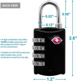 img 1 attached to 🔒 Замки для багажа с одобрением TSA - 2 штуки 4-цифровых стальных комбинированных замка - Замок для путешествий для чемоданов и багажа - Черный