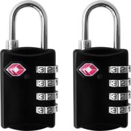 🔒 tsa approved luggage locks - 2 pack of 4-digit combination steel padlocks - travel lock for suitcases & baggage - black logo