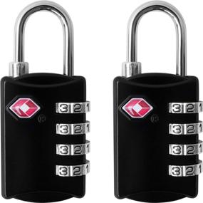 img 4 attached to 🔒 TSA Approved Luggage Locks - 2 Pack of 4-Digit Combination Steel Padlocks - Travel Lock for Suitcases & Baggage - Black
