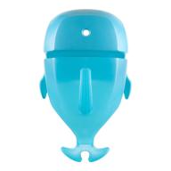 boon whale pod mini scoop: efficient toddler bath toy storage & drain organizer, blue logo