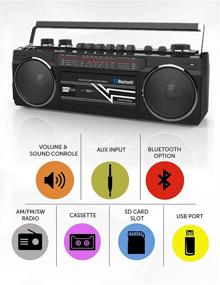 img 3 attached to 📻 Riptunes Cassette Boombox: Retro Bluetooth, Cassette Player, Recorder & Radio with USB, SD & Aux in - Black