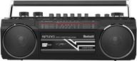 📻 riptunes cassette boombox: retro bluetooth, cassette player, recorder & radio with usb, sd & aux in - black logo