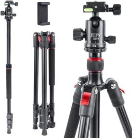 img 4 attached to 📷 JEIFN Q558 67.3-Inch Lightweight Camera Tripod for Sony Nikon Canon w/ 1/4" Quick Release Plate, 360° Ball Head, Phone Clip - Heavy Duty Tripod for Video, Photography, Vlog, Travel, Spotting Scope