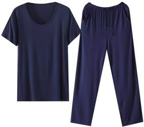 img 4 attached to Comfortable Short Sleeve Pajama 👕 Sleepwear for Men - Stylish Men's Clothing