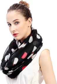 img 3 attached to Lina &amp; Lily Adorable Hedgehog Print Infinity Loop Women's Scarf Lightweight