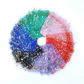 img 4 attached to 🌙 120 Pcs Mixed Color Moon Stars Organza Bags, Jewelry Gift Bags Pouches - 3.5 x 4.7 Inch Size for Wedding Party, Valentine's Day