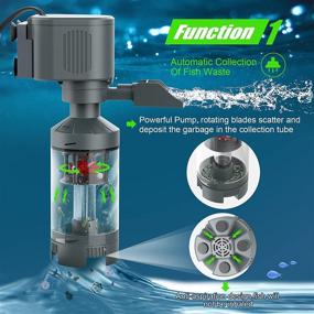 img 3 attached to Enhance Your Aquarium with AQQA Aquarium Multifunction Internal Filter: 5-in-1 Powerhead for Optimal Fish Waste Cleaning, Efficient Water Circulation, Wavemaking, Water Changing, and Oxygenation (8W 210GPH) - With 3 Suction Cups