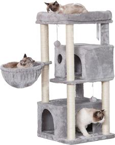 img 4 attached to Hey-brother Cat Tree: Multi-Level Condo with Sisal Scratching Posts, Plush Condos, and Big Perches