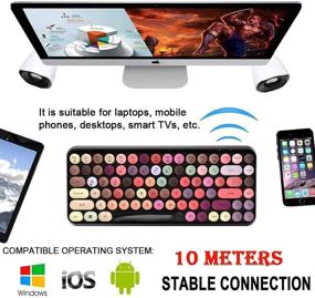 img 3 attached to Wireless Bluetooth Keyboard - Ergonomic Design, Mini 💻 84-Key Retro Round Keycaps, Multi-Device Compatibility with PC, Computer, Laptop