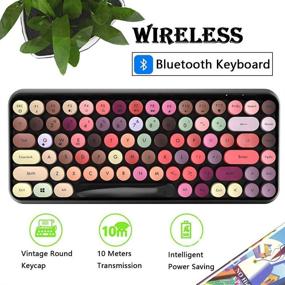 img 1 attached to Wireless Bluetooth Keyboard - Ergonomic Design, Mini 💻 84-Key Retro Round Keycaps, Multi-Device Compatibility with PC, Computer, Laptop