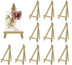 img 4 attached to 🖼️ Set of 12 Shapenty 6 Inch Mini Natural Wood Art Craft Photo Business Card Canvas Oil Painting Drawing Display Easels Table Number Tripod Holders Stands