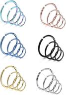 🔗 udalyn 18-24 pcs 18g/20g stainless steel nose ring cartilage hoop piercing: men women - 6 mixed colors collection logo