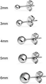 img 3 attached to 💎 Elegant 5 Pair Set of Stainless Steel Round Ball Stud Earrings: Perfect for Women, Men & Teens in Assorted Colors