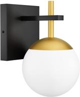 🔮 ralbay black gold wall sconce - mid century modern lighting fixture with milky glass shade - perfect indoor wall lamp for home decor, bathroom, kitchen, living room, vanity, and hallway логотип