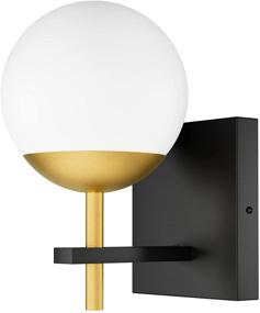 img 3 attached to 🔮 Ralbay Black Gold Wall Sconce - Mid Century Modern Lighting Fixture with Milky Glass Shade - Perfect Indoor Wall Lamp for Home Decor, Bathroom, Kitchen, Living Room, Vanity, and Hallway