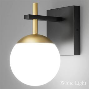 img 1 attached to 🔮 Ralbay Black Gold Wall Sconce - Mid Century Modern Lighting Fixture with Milky Glass Shade - Perfect Indoor Wall Lamp for Home Decor, Bathroom, Kitchen, Living Room, Vanity, and Hallway