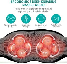 img 3 attached to Relieve Muscle Pain with Shiatsu Neck and Back Massager – Nekteck Electric Deep Tissue 3D Kneading Massage Pillow for Home, Office, and Car Use with Soothing Heat