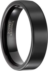 img 4 attached to Frank S. Burton 6mm/8mm Black Tungsten Wedding Rings - Beveled Edge - Men's & Women's Band in Sizes 4-15