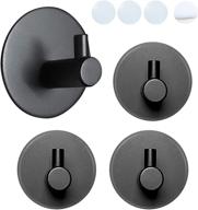 🔧 heavy duty black adhesive hooks for kitchen, bathroom, and office - 4 pack sus304 stainless steel robe hooks, waterproof, rust-proof, oil proof logo