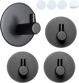 img 4 attached to 🔧 Heavy Duty Black Adhesive Hooks for Kitchen, Bathroom, and Office - 4 Pack SUS304 Stainless Steel Robe Hooks, Waterproof, Rust-Proof, Oil Proof