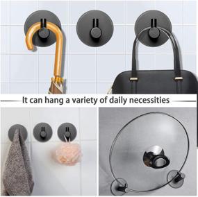 img 2 attached to 🔧 Heavy Duty Black Adhesive Hooks for Kitchen, Bathroom, and Office - 4 Pack SUS304 Stainless Steel Robe Hooks, Waterproof, Rust-Proof, Oil Proof