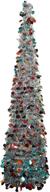 5ft wokeise pop up pencil tinsel trees in colourful silver - artificial christmas tree for indoor holiday party and home decorations логотип