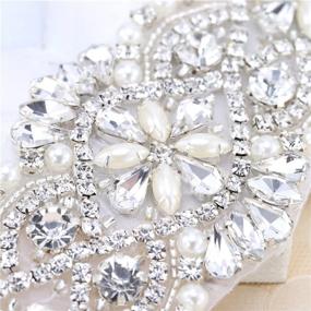 img 2 attached to Glamorous Bridal Belt Rhinestone Applique with Pearls: Perfect for Wedding Dress, Decorative Bags, and Headbands