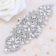 glamorous bridal belt rhinestone applique with pearls: perfect for wedding dress, decorative bags, and headbands logo