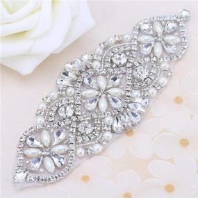 img 4 attached to Glamorous Bridal Belt Rhinestone Applique with Pearls: Perfect for Wedding Dress, Decorative Bags, and Headbands