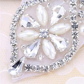 img 1 attached to Glamorous Bridal Belt Rhinestone Applique with Pearls: Perfect for Wedding Dress, Decorative Bags, and Headbands