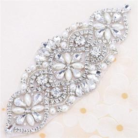 img 3 attached to Glamorous Bridal Belt Rhinestone Applique with Pearls: Perfect for Wedding Dress, Decorative Bags, and Headbands