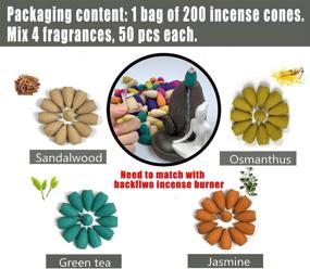 img 2 attached to Enhance Ambiance with 200 PCS Backflow Incense Cones - Experience Osmanthus, Sandalwood, Jasmine, and Green Tea Scents!