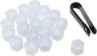 🔧 20 pack white car wheel nut lug covers - 17mm inner hex width plastic caps with removal clip for wheel bolts, ultimate dust protection solution logo