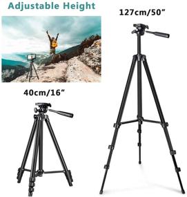 img 3 attached to 📷 LINKCOOL Phone Tripod 50-inch Adjustable Travel Video Tripod Stand with Phone Mount Holder - Compatible with Cell Phone, Action Camera, and DSLR - Wireless Remote Shutter - Black