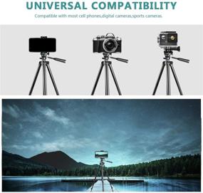 img 2 attached to 📷 LINKCOOL Phone Tripod 50-inch Adjustable Travel Video Tripod Stand with Phone Mount Holder - Compatible with Cell Phone, Action Camera, and DSLR - Wireless Remote Shutter - Black