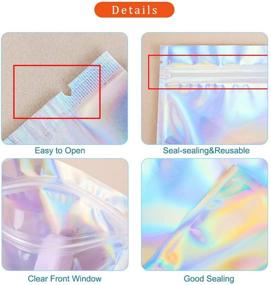 img 2 attached to 🌈✨ Oniwwio 200pcs Holographic Smell Proof Bags | Resealable Foil Pouch Bags for Party Favor, Food Storage, Packaging - 4x6 Inches