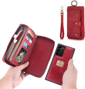 img 2 attached to 👜 Protective and Stylish S20 FE 5G Wallet Case - Multifunctional PU Leather Clutch with Card Slots, Cash Purse, and Zip Wristlet (S20 FE 5G Red)