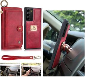 img 1 attached to 👜 Protective and Stylish S20 FE 5G Wallet Case - Multifunctional PU Leather Clutch with Card Slots, Cash Purse, and Zip Wristlet (S20 FE 5G Red)