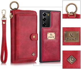 img 4 attached to 👜 Protective and Stylish S20 FE 5G Wallet Case - Multifunctional PU Leather Clutch with Card Slots, Cash Purse, and Zip Wristlet (S20 FE 5G Red)