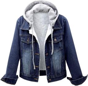 img 4 attached to 🧥 Stay Cozy in Style: LifeShe Women's Winter Detachable Hoodie Sherpa Fur Fleece Lined Denim Jean Trucker Jacket Coat